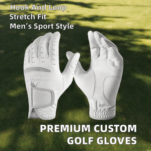 Gants de golf en cuir véritable blancs KATBROS INDUSTRIES, respirants, avec sangle de poignet réglable, fermeture à tirette, pour hommes, personnalisables - Product Image 6