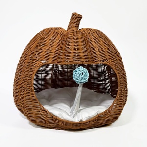 Casas ecológicas de ratán para mascotas, cesta de dormir en forma de lágrima para gatitos, cueva para gatos de exterior e interior. - Product Image 4
