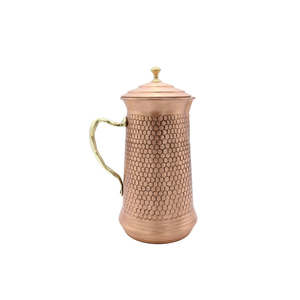 Hammered Copper Pitcher Pure Copper Water <b>Jug</b> for Serving Water <b>Drinks</b> and Beverages Kitchen Dining and Home Usage Supplies - Product Image 2