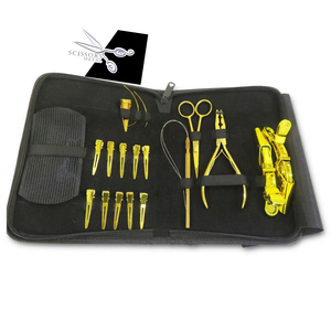 Gold Stainless Steel Strong Hold <b>Hair</b> <b>Extension</b> Pliers Kit Non Slip Grip Tools Micro Loop Weave <b>Braiding</b> Set Zipper Case - Product Image 3