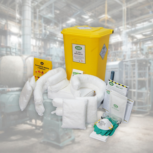 Kit anti-déversement d'hydrocarbures 60 litres avec poubelle à pédale – Kit industriel d'absorption et de gestion des déchets d'hydrocarbures - Product Image 2
