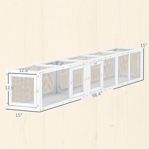 Tunnel per Gatti da Esterno in Legno da 249 cm con 8 Porte Bianche, Design Combinabile - Product Image 3