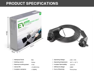 Nouveau câble de charge pour véhicule électrique Daoyu 16A Type 2, 3 phases, IEC62196 2 TPU 5M, chargeur de voiture électrique de niveau 2, cordon écologique, fabrication OEM - Product Image 6