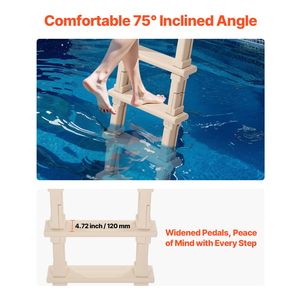 Scala per piscina in plastica a 5 gradini con doppio corrimano, antiscivolo, resistente, capacità di carico 300 libbre, 48-54 pollici - Product Image 4
