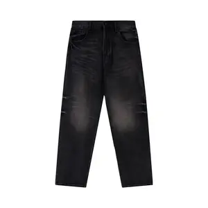 Jean en denim vintage taille haute pour homme, coupe droite, respirant, avec impression numérique, disponible en gros, haute respirabilité - Product Image 6