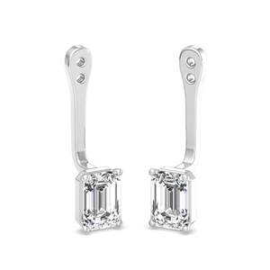 Componentes de pendientes colgantes minimalistas ajustables con diamantes de corte esmeralda en oro rosa de lujo para mujeres, joyería de moda. - Product Image 4