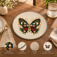 Set de table rond en perles de verre fait main, motif papillon, pour la décoration de table, réutilisable, inspiré de la nature, pour la maison