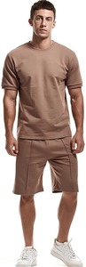 Conjunto de Camiseta de Cuello Redondo y Pantalones Cortos Casuales para Hombre, Color Negro y Gris, Cintura Elástica, Ligero, para Verano - Product Image 4