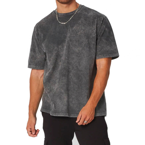 Customized Summer Men's Heavy Weight <b>Acid</b> Washed T Shirt Men's <b>Drop</b> Shoulder T Shirt - Product Image 3