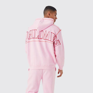 Conjunto Deportivo Ligero de Invierno para Hombre, Color Rosa Sólido, Sudadera con Capucha y Pantalones Jogger Casuales - Product Image 5