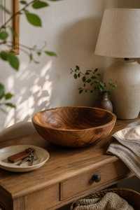 Wholesale Sustainable Polished High Quality <b>Large</b> Acacia Wood Wave <b>Serving</b> <b>Bowl</b> for Fruits and Salads - Product Image 5