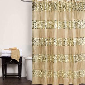 Set di 12 Pezzi per Tenda Doccia di Lusso in Tessuto Dorato con Brillantini e 12 Ganci Color Champagne, Design Unico e Bellissimo - Product Image 6