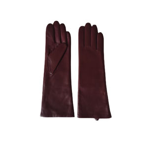 Opera Length Leather <b>Gloves</b> Burgundy And Teal Unlined Thermal Winter Casual Plain Style - Product Image 2