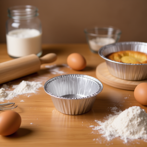 Tazón Desechable de Papel de Aluminio para Pastel, 8x3.8 cm, 7 Unidades, Redondo, Flanera, Bandeja de Aluminio - Product Image 2