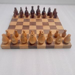 Luxury Solid <b>Wood</b> Chess Board With Walnut Finish And Modern Design Used For Adults Kids Strategy <b>Game</b> Lovers - Product Image 1
