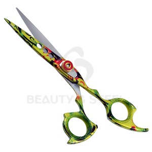 Vibrant <b>Floral</b> Print Hair <b>Scissor</b> Professional Cutting Shears with Gold Tension Screw and Breathable Blade Design - Product Image 1