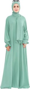 Abaya pour femmes, robe hijab à manches longues, longueur au sol, couleur unie, robe modeste légère, tenue quotidienne, style Moyen-Orient - Product Image 5