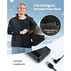 Gilet Riscaldante Elettrico Ricaricabile Leggero da Uomo, Batteria da 16000 mAh, 6 Zone di Riscaldamento, Gilet Invernale 3 per Sport all'Aperto - Product Image 4