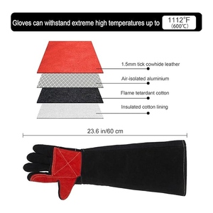 Gants de soudage en cuir de vachette pleine fleur haute performance avec logo personnalisé, résistants à la chaleur et aux étincelles, gants de barbecue robustes, la sécurité avant tout - Product Image 2