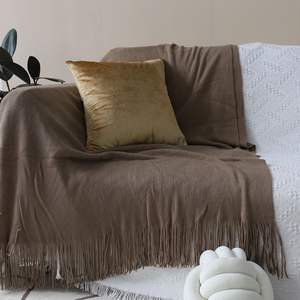 Cozy Soft Coffee Acrylic Knitted <b>Throw</b> Blanket Warm Stylish Decorative Bed <b>Sofa</b> Living Room or Couch <b>Cover</b> - Product Image 2