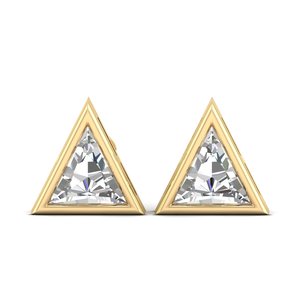 REYES Pendientes de tuerca con forma de triángulo de moissanita de 2.2 quilates con cierre de rosca para mujer, venta al por mayor, joyería fina de oro macizo de 14K - Product Image 2
