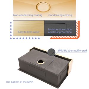 33 pollici acciaio inox 16 Gauge oro fattoria grembiule cucina anteriore lavello 33 oro fattoria lavello - Product Image 4