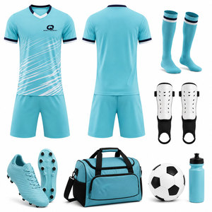 Conjunto de Camiseta y Pantalones Cortos de Fútbol Personalizados para Hombre, Transpirables, que Absorben la Humedad, 100% Poliéster, para Clubes Deportivos - Product Image 1