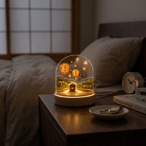 Lampe aromatique LED de la gare de Pingxi à Taïwan avec base en bois, veilleuse en pierre aromatique aux huiles essentielles, souvenir scénique personnalisé - Product Image 5