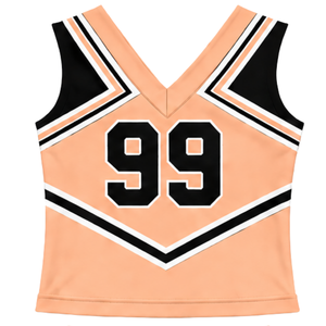 Haut d'uniforme de cheerleading Peach sans manches, col en V, pour femmes et filles, idéal pour les performances, les équipes sportives, les concours de danse et le sport - Product Image 2
