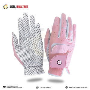 Gant de golf rose pour gaucher, unisexe, en cuir Cabretta, antidérapant, fermeture auto-agrippante, sangle de poignet réglable, DISTIL INDUSTRIES - Product Image 1