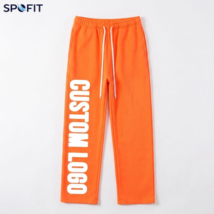 Pantalon de survêtement décontracté unisexe coupe droite ample en molleton épais avec logo personnalisé style vintage streetwear - Product Image 4