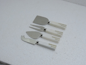 4 Piece Sustainable Eco-Friendly Cheese Utensil <b>Set</b> Stainless Steel Blades Wood Resin Handles Hand Wash Only Food Safe Serving - Product Image 2