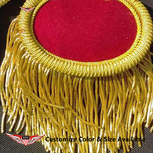 Epaulettes Vintage Ecológicos Bordados en Rojo y Dorado con Flecos y Borlas para Uniforme - Product Image 2