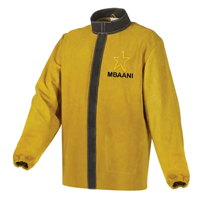 Veste de sécurité jaune en cuir à manches longues résistante à la chaleur MBAANI, coupe classique, vêtements de travail pour la fonderie - Product Image 1