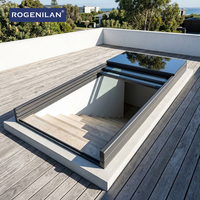 Fenêtre de toit coulissante rétractable en aluminium Rogenilan pour balcon, sur mesure, double vitrage, étanche, en verre trempé