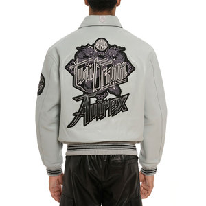 Chaqueta de Motociclista Avirex para Hombre, Personalizable, de Cuero Genuino, Corte Slim, Transpirable, con Parche Frontal Bordado, Estilo Urbano - Product Image 3
