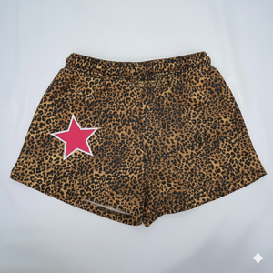 กางเกงขาสั้นผ้าถักลายเสือดาวสำหรับเด็กพร้อมตกแต่งดาวสีชมพู - Product Image 6