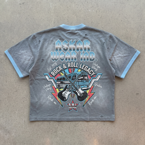 T-shirt à manches courtes pour homme Askar Wear 100, imprimé groupe de rock vintage, col rond, bordure contrastée, jersey en coton - Product Image 4