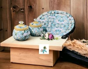 En gros, ensemble de plateaux et pots en corne Pichwai, faits main, au toucher réel, motif animalier indien, pour cadeau de remerciement - Product Image 2