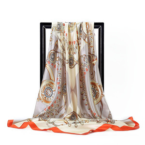 Luxury Printed 100% <b>Silk</b> Satin Square Scarf Women Muslim Fashion Accessory Solid Multi-Functional All Seasons - Product Image 4