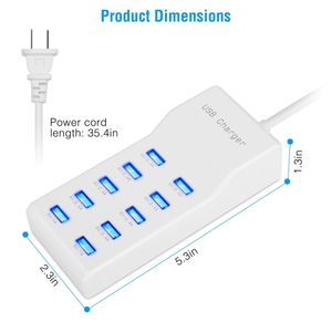 Stazione di Ricarica USB a 10 Porte, Hub di Ricarica Rapida 50W, Adattatore di Alimentazione da Parete per Telefoni e Tablet, Stazioni di Ricarica Portatili - Product Image 6