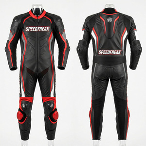 ชุดมอเตอร์ไซค์หนังแบบชิ้นเดียวสำหรับผู้ชาย SPEEDFREAK แขนยาว ระบายอากาศได้ดี สีดำ แดง ขาว - Product Image 3