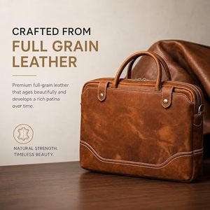 Bolso Bandolera Pequeño de Cuero Genuino para Hombre, Estilo Mensajero, Resistente, para Exteriores, con Cierre de Cremallera y Remaches - Product Image 1