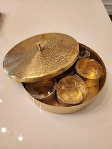 Handcrafted Brass Spice Box: 7-Container Ethnic <b>Storage</b> - Product Image 3