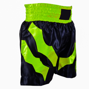 Shorts de boxe Muay Thai vert néon en satin, durables, légers, respirants, taille élastique, logo personnalisé, unisexe, adultes, arts martiaux - Product Image 3