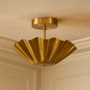 Lámpara de Techo Semi Empotrada CH, Latón Chapado en Oro Pulido, Estilo Moderno de Mediados de Siglo, con Grabado en Relieve, por Calvin Handicraft - Product Image 2