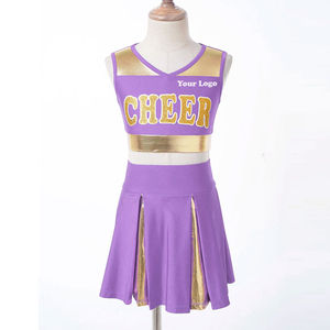 Tenue de cheerleading imprimée couleur violette, personnalisée avec strass brillants, livraison rapide, faible MOQ, vêtements de sport actifs - Product Image 2