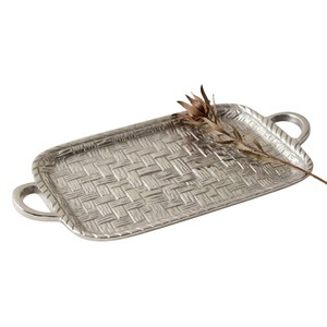 Vintage Design <b>Gold</b> Metal Decorative <b>Tray</b> with Leaf Branch Handles Premium <b>Serving</b> Platter Home Tabletop Display Good Price - Product Image 5