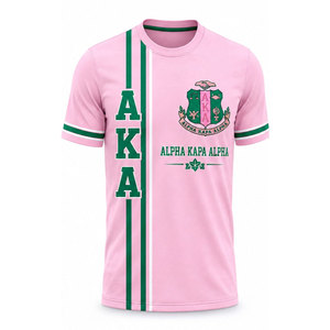 Camisetas Alpha AKA, Camiseta Rosa de Manga Corta con Ribete Verde y Diseño de Escudo, Ropa Casual para Hombre - Product Image 2