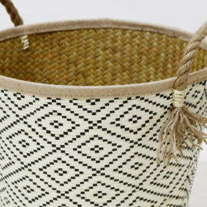 Cestas de almacenamiento de hojas de palma tejidas a mano con asas de cuerda, contenedores de mimbre ecológicos para el hogar y la cocina - Product Image 6